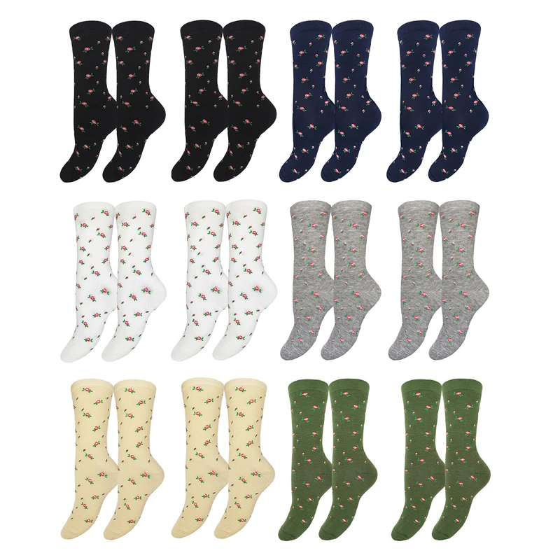 جوراب ساق بلند زنانه مدل شکوفه کد 2167  بسته 12 عددی