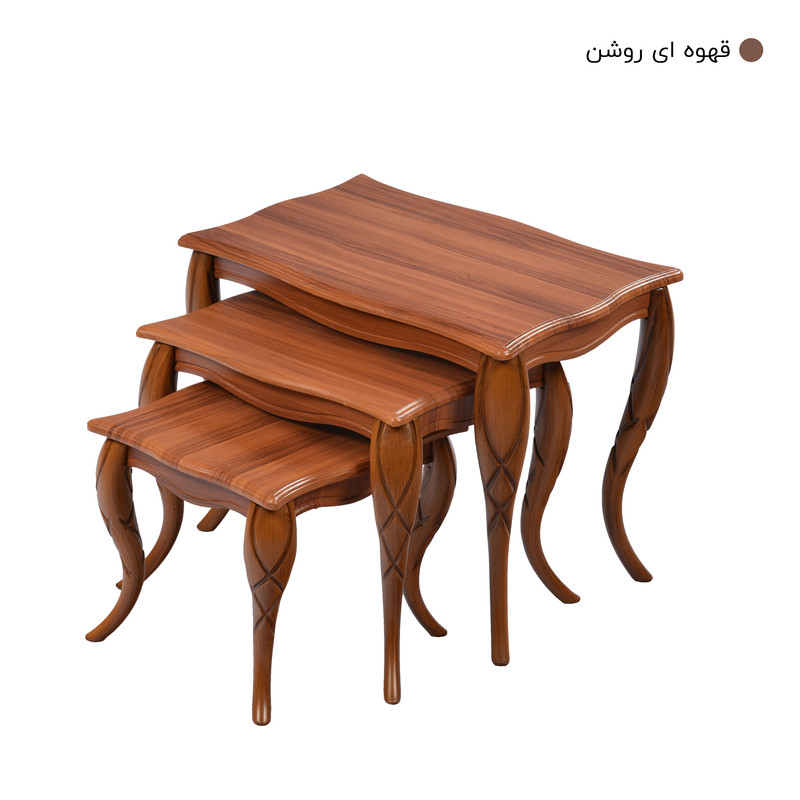 میز عسلی میز چوب مدل پیچک مجموعه 3 عددی