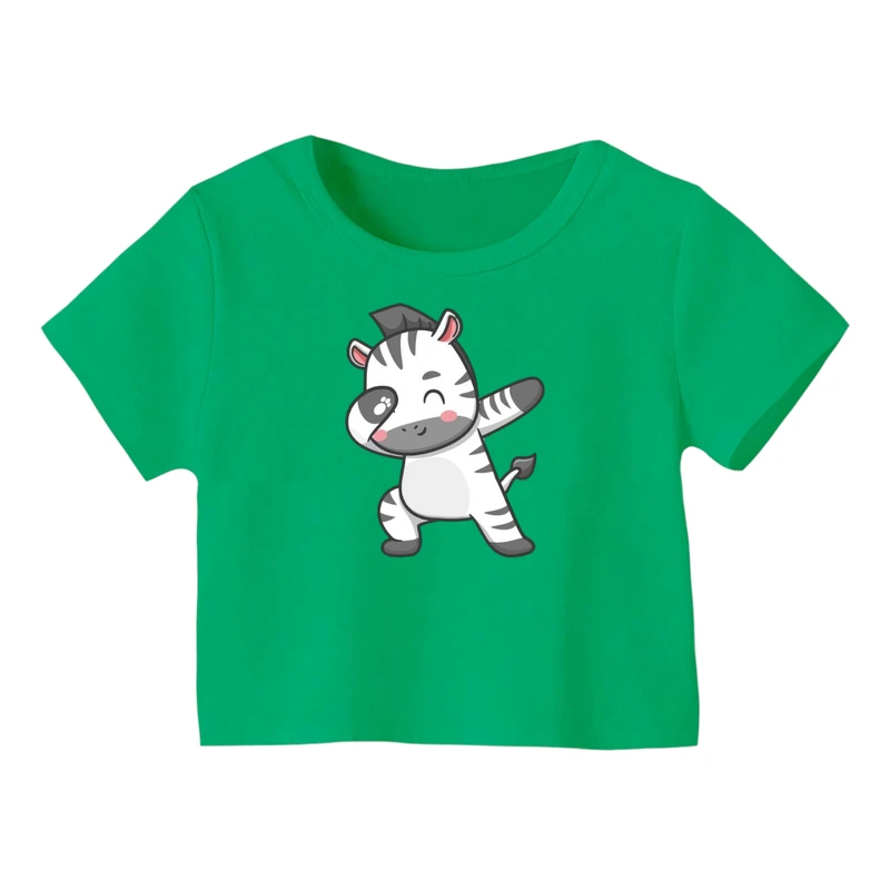 کراپ‌ تی‌شرت آستین کوتاه زنانه مدل گورخر کد ۲