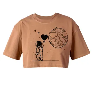 کراپ‌تاپ آستین کوتاه زنانه مدل فضانورد  کد L260 K