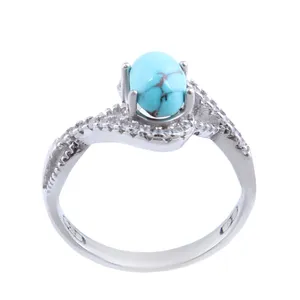 انگشتر نقره زنانه مدل بازرگانی میلادی فیروزه نیشابور رکاب روکش رادیوم کد AWR_1227