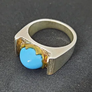 انگشتر نقره مردانه مدل سنگ فیروزه sh103