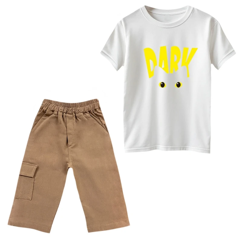 ست تی‌شرت و شلوارک پسرانه مدل گربه تاریک