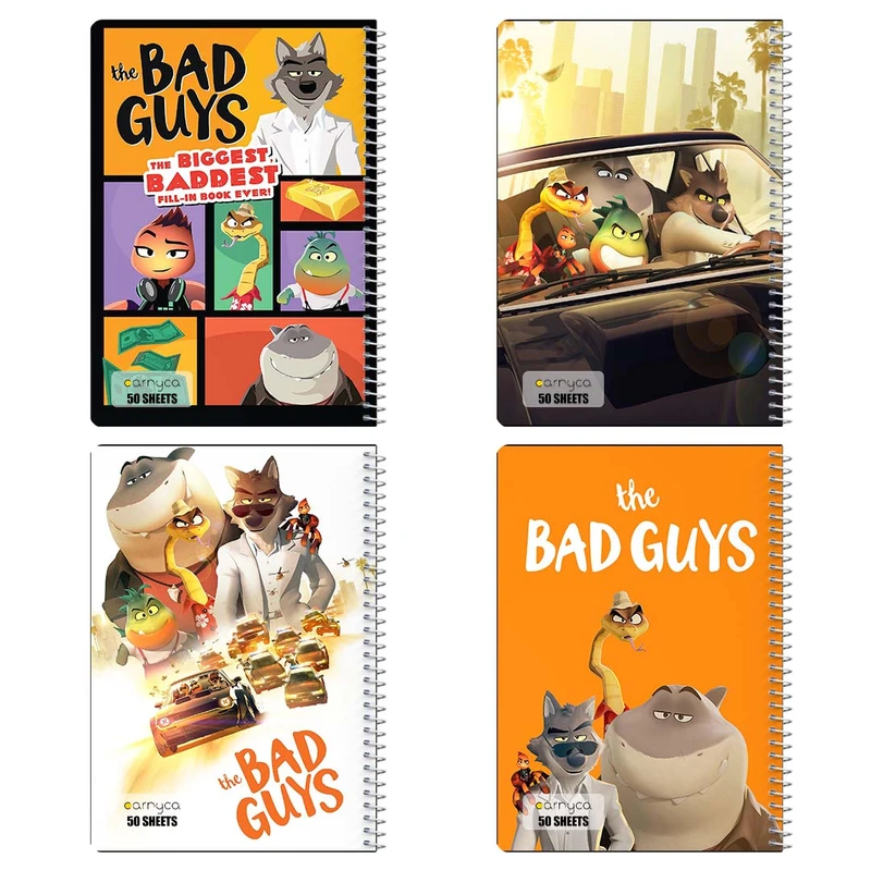دفتر نقاشي 50 برگ کارنيکا طرح آدم‌بدها The Bad Guys کد 64795 مجموعه 4 عددی
