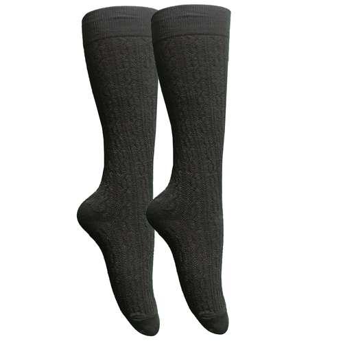جوراب زنانه دکتر جوراب مدل زیر زانو  طرح بافت کد 4011001 رنگ مشکی