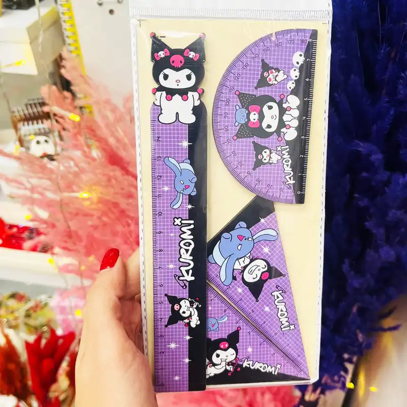 ست خط کش مدل کرومی مجموعه 4 عددی