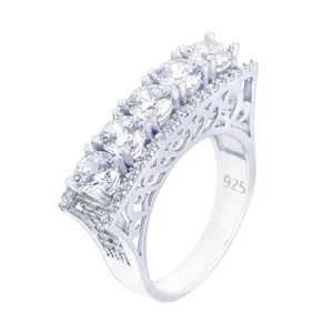 انگشتر نقره زنانه مدل five stone ring-0011