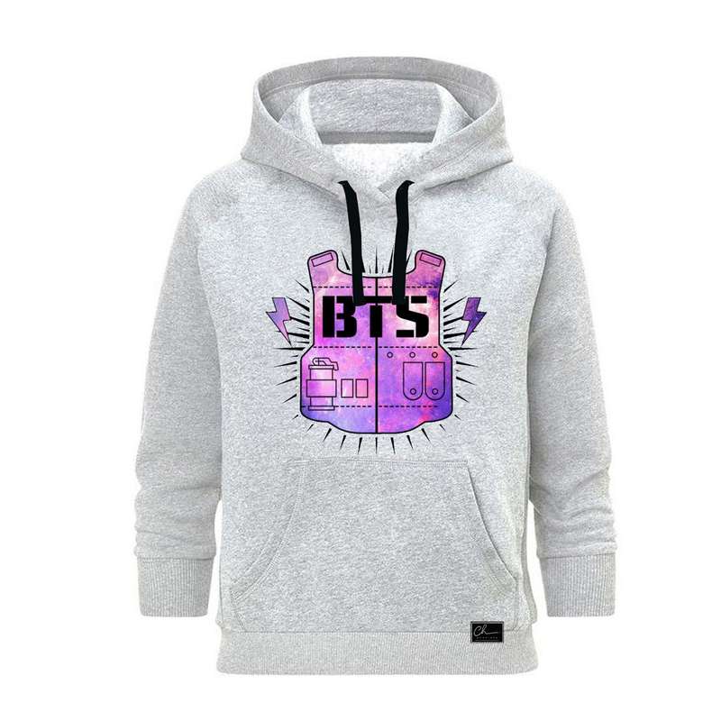 هودی زنانه مدل BTS کد B49 رنگ طوسی