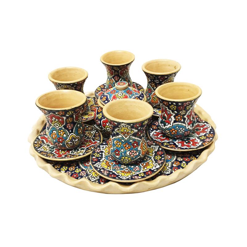 سرویس چای خوری 14 پارچه میناکاری سفالی مدل Mi 14-22