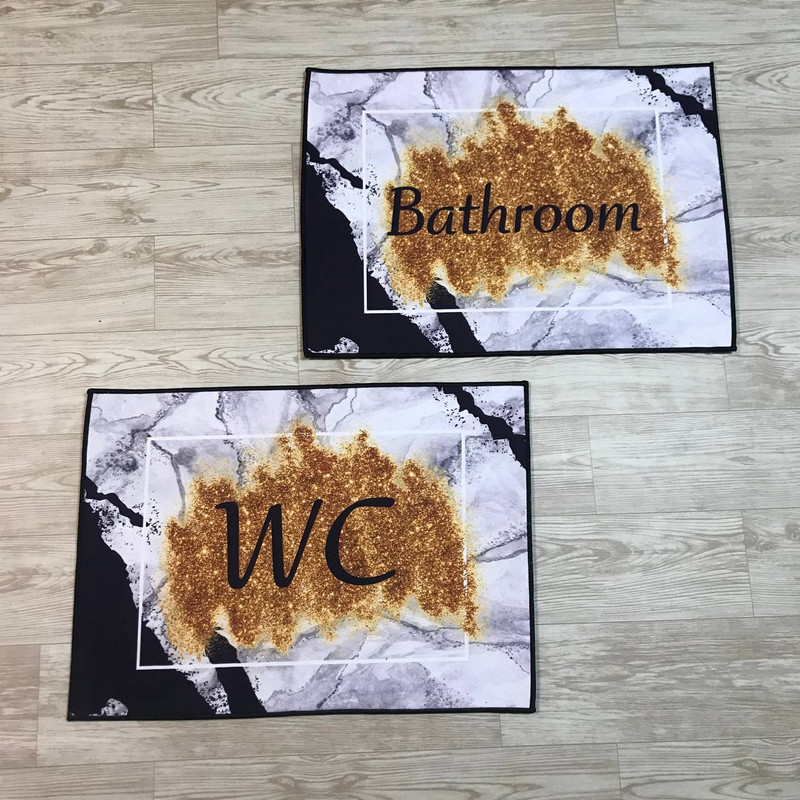 پادری مدل چاپی طرح سنگ و طلا سایز 50x70 سانتی‌متر مجموعه 2 عددی