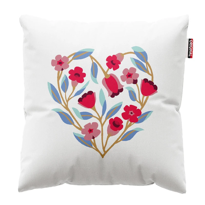 کوسن پاد آفرین طرح گل و قلب کد 3043 سایز 30*30 سانتی متر