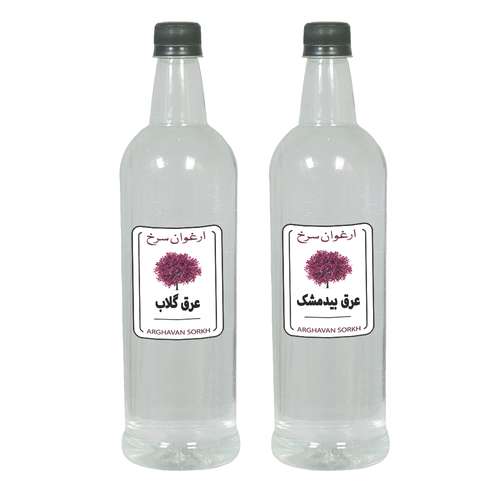 عرق گلاب و بیدمشک ارغوان سرخ - 1 لیتر بسته 2 عددی