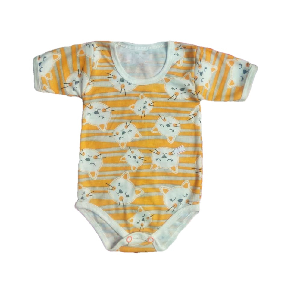 بادی آستین کوتاه نوزادی مدل گربه کد 02