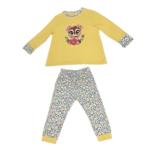 ست تی شرت آستین بلند و شلوار دخترانه مدل چاپی جغد