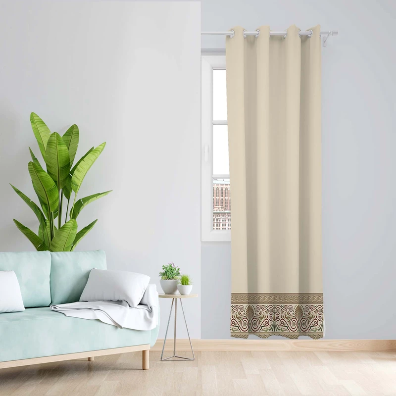 پرده طرح حاشیه دار مدل مخمل پانچی کد 5408L z سایز 140x200 سانتی متر