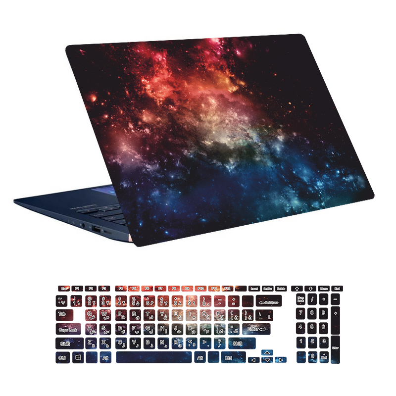 استیکر لپ تاپ توییجین و موییجین طرح Space کد 43 مناسب برای لپ تاپ 15.6 اینچ به همراه برچسب حروف فارسی کیبورد