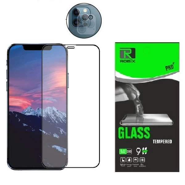 محافظ صفحه نمایش روبیکس مدل FL-IP12pro مناسب برای گوشی موبایل اپل iphone 12Pro به همراه محافظ لنز دوربین