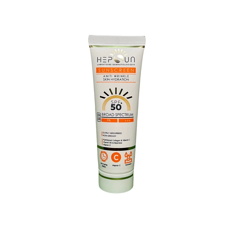 کرم ضد آفتاب بدون رنگ هپسان SPF 50 مدل فیوژن مناسب پوست های چرب حجم 50 میلی لیتر
