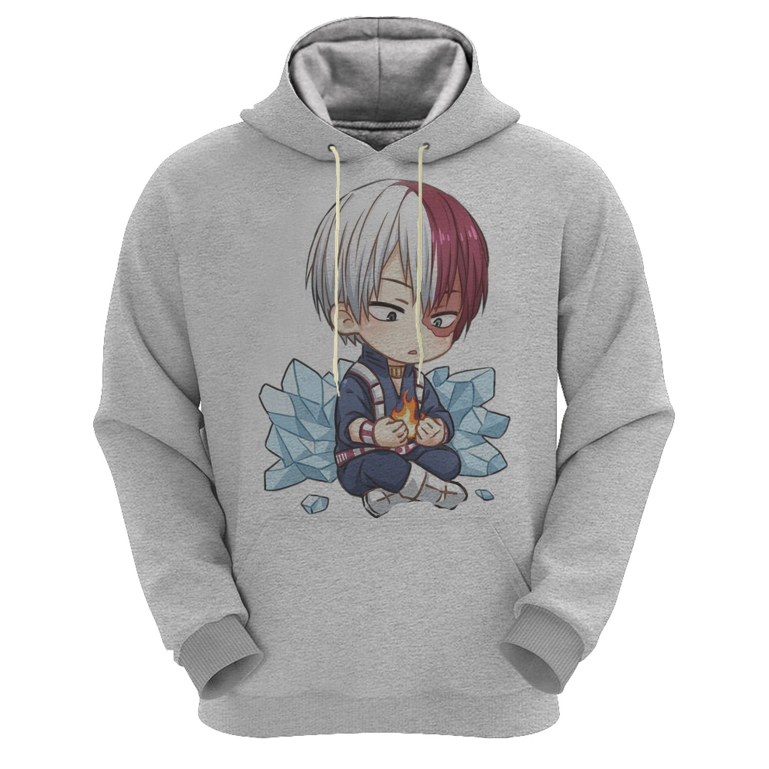 هودی مردانه مدل انیمه کد BBB48 رنگ طوسی