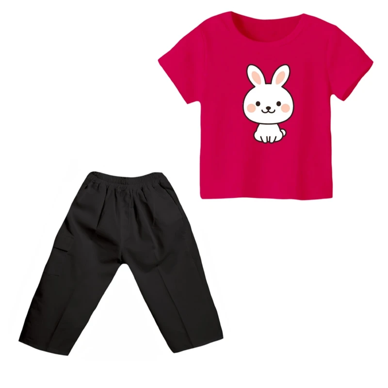 ست تی شرت و شلوارک دخترانه مدل خرگوش کد 13