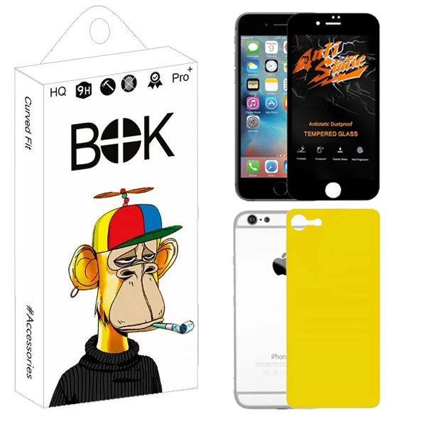 محافظ صفحه نمایش بوک مدل Carbon Antistatic مناسب برای گوشی موبایل اپل iPhone 6 / 6s به همراه محافظ پشت گوشی