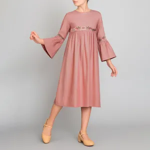 پیراهن آستین بلند دخترانه هیژا مد مدل جلوبسته گلدوزی شده کد 1141