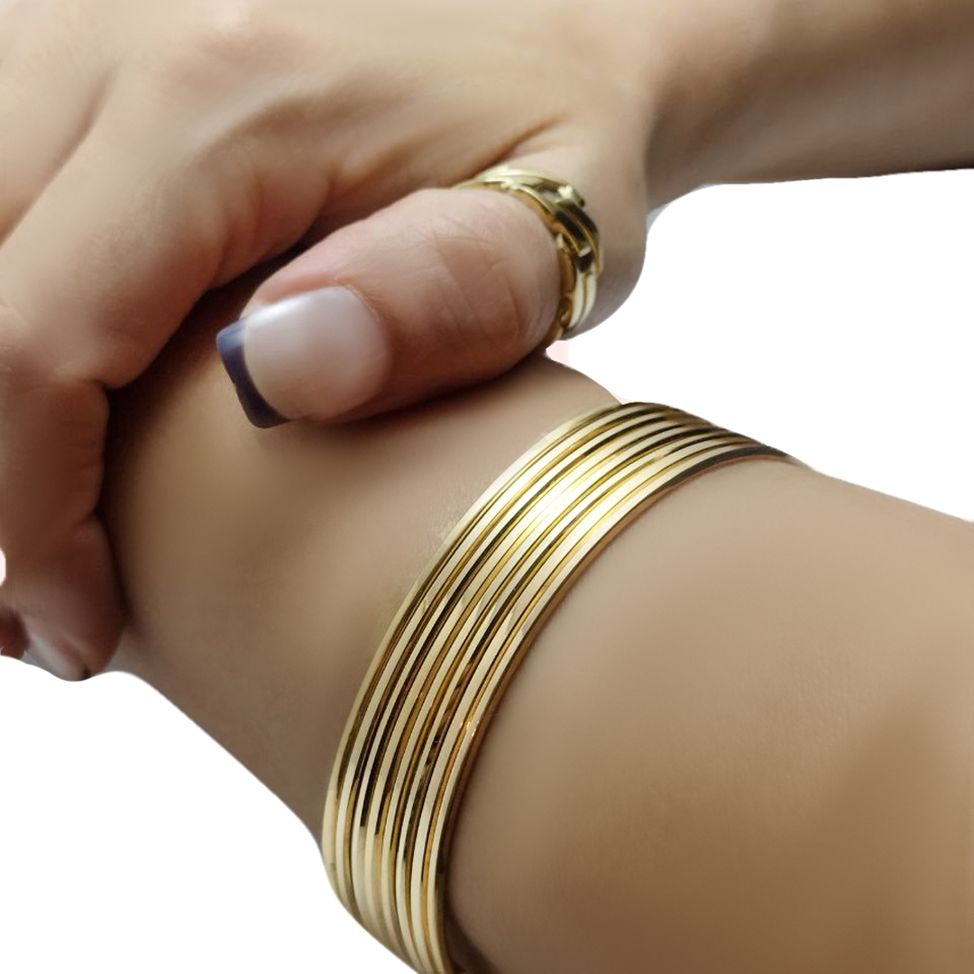 النگو طلا 18 عیار زنانه گنجینه هنر خوش نشین مدل آینه ای L21