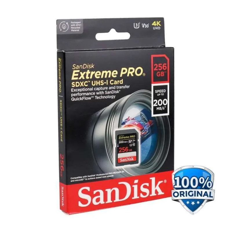کارت حافظه SDXC سن دیسک مدل Extreme Pro V30 کلاس 10 استاندارد UHS-I U3 سرعت 200MB/s ظرفیت 256 گیگابایت
