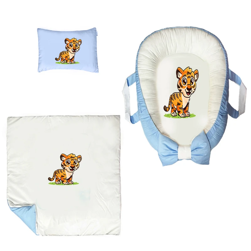 سرویس خواب سه تکه نوزاد ناریکو مدل گارد محافظ دار طرح بچه ببر کد 0106