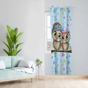 پرده طرح کودک جغد مدل مخمل پانچی کد 1555 z سایز 140x200 سانتی متر