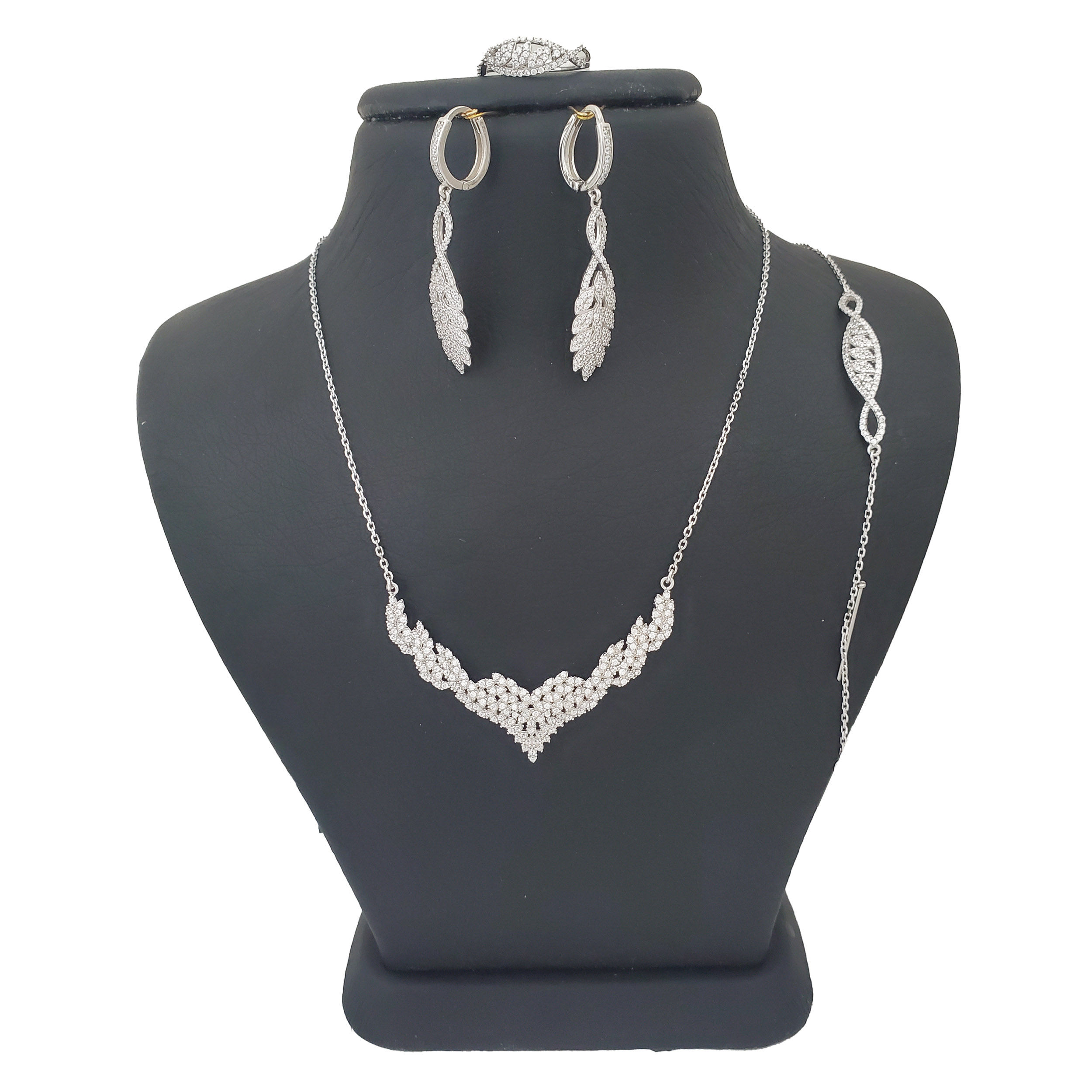 نیم ست نقره زنانه ترمه ۱ مدل سنگخور کد S 0013