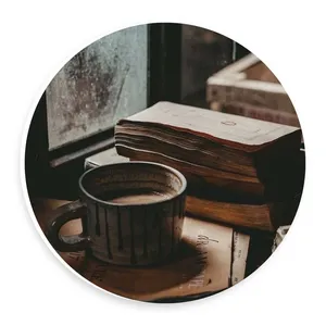 دیوارکوب طرح فنجان قهوه و کتاب ها مدل wtb332