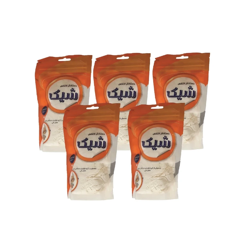 دستکش لاتکس شیک کد M50 سایز مدیوم مجموعه 5 عددی