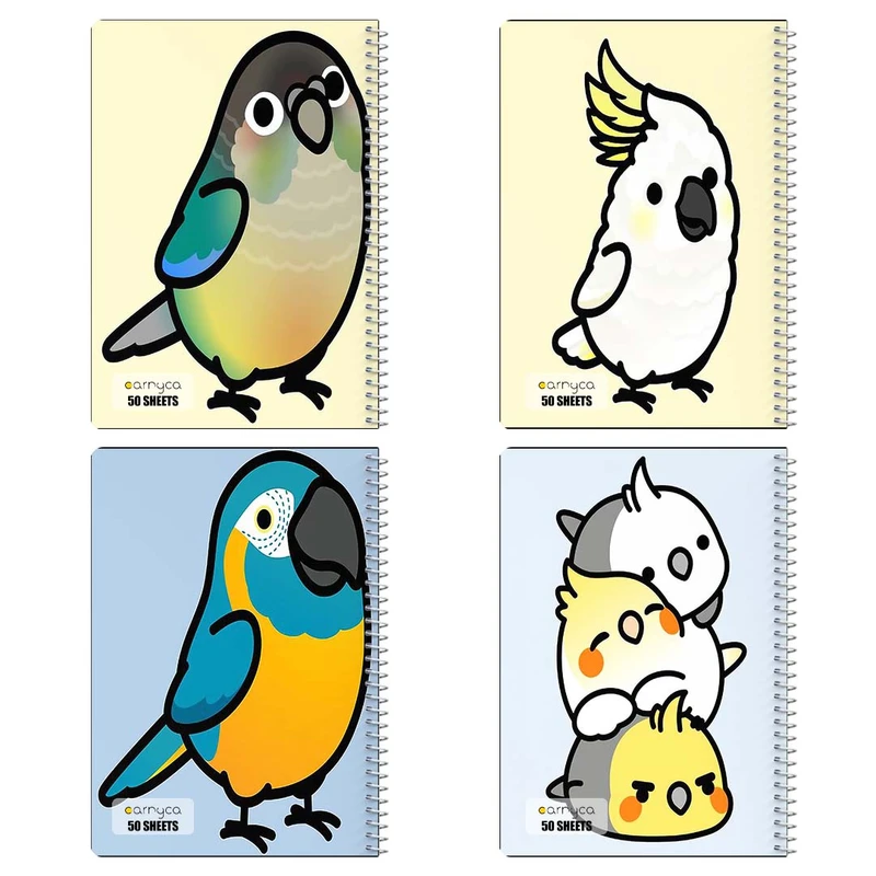 دفتر نقاشي 50 برگ کارنيکا طرح طوطی Parrot کد 26962 مجموعه 4 عددی