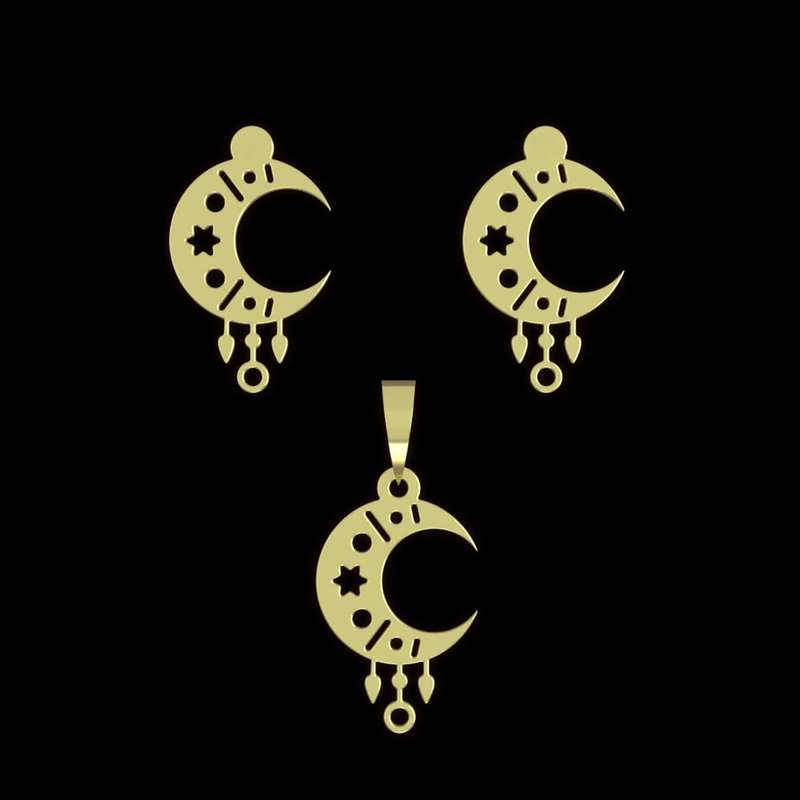 نیم ست طلا 18 عیار زنانه مدوپد مدل ماه کد NA15017 نیم ست طلا 18 عیار زنانه مدوپد مدل ماه کد NA15017