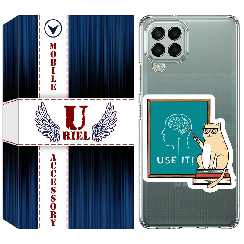 کاور یوریل قاب مدل Clear کد 95 طرح گربه عاقل مناسب برای گوشی موبایل سامسونگ Galaxy A12 / A12 Nacho / M12 / F12