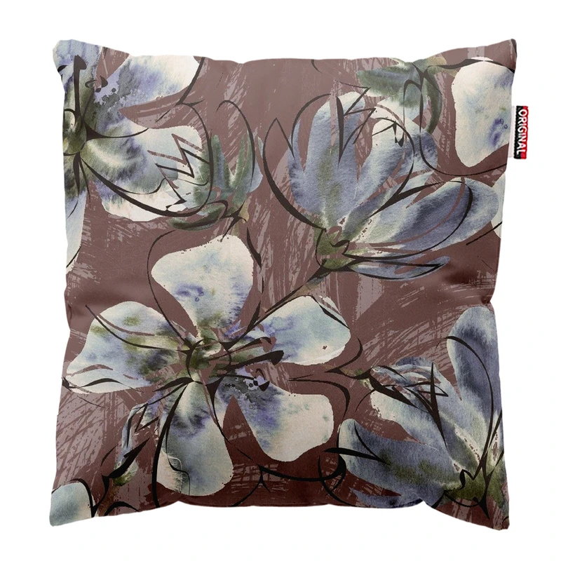 کوسن پاد آفرین مدل مینیمال طرح گل و برگ کد PK403623 سایز 40*40 سانتی متر