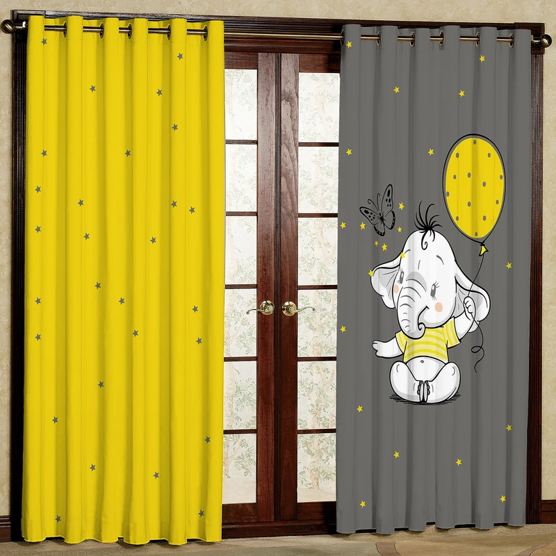   پرده مدل فیل و قلب مخمل پانچی کد 1902 سایز 140x280 سانتی متر