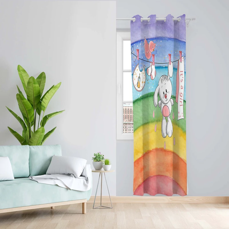 پرده طرح girl مدل مخمل پانچی کد 1728 z سایز 140x200 سانتی متر