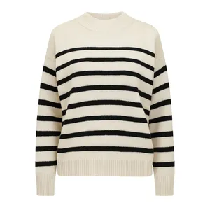 پلیور یقه گرد زنانه شین مدل راه راه 43503