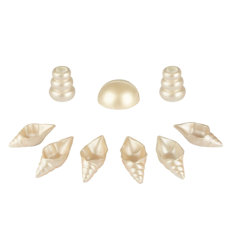 مجموعه ظروف هفت سین 9 پارچه مدل حلزون به همراه 2 عدد شمع