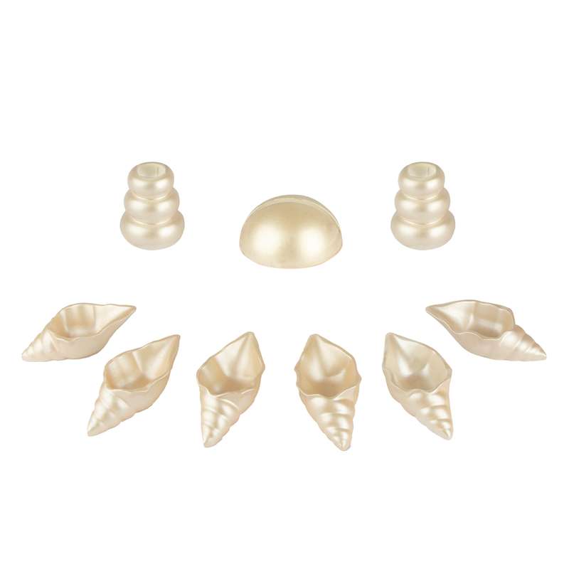 مجموعه ظروف هفت سین 9 پارچه مدل حلزون به همراه 2 عدد شمع