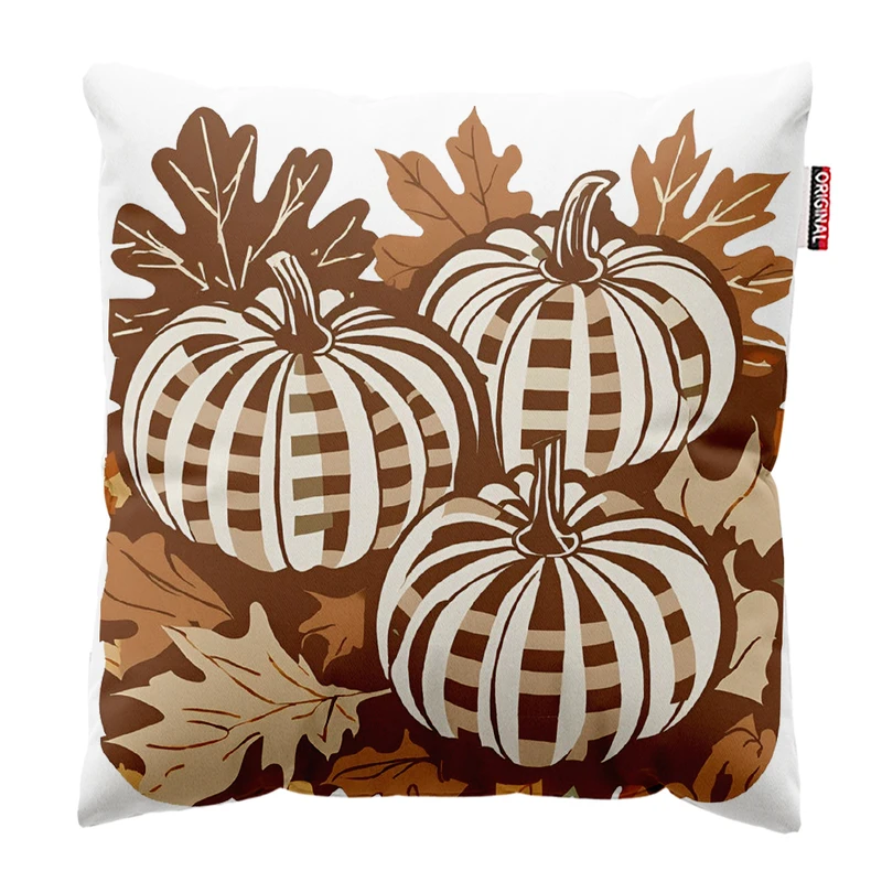 کوسن پاد آفرین مدل پاییز طرح برگ سنجاب کدوتنبل کد PK402008 سایز 40*40 سانتی متر