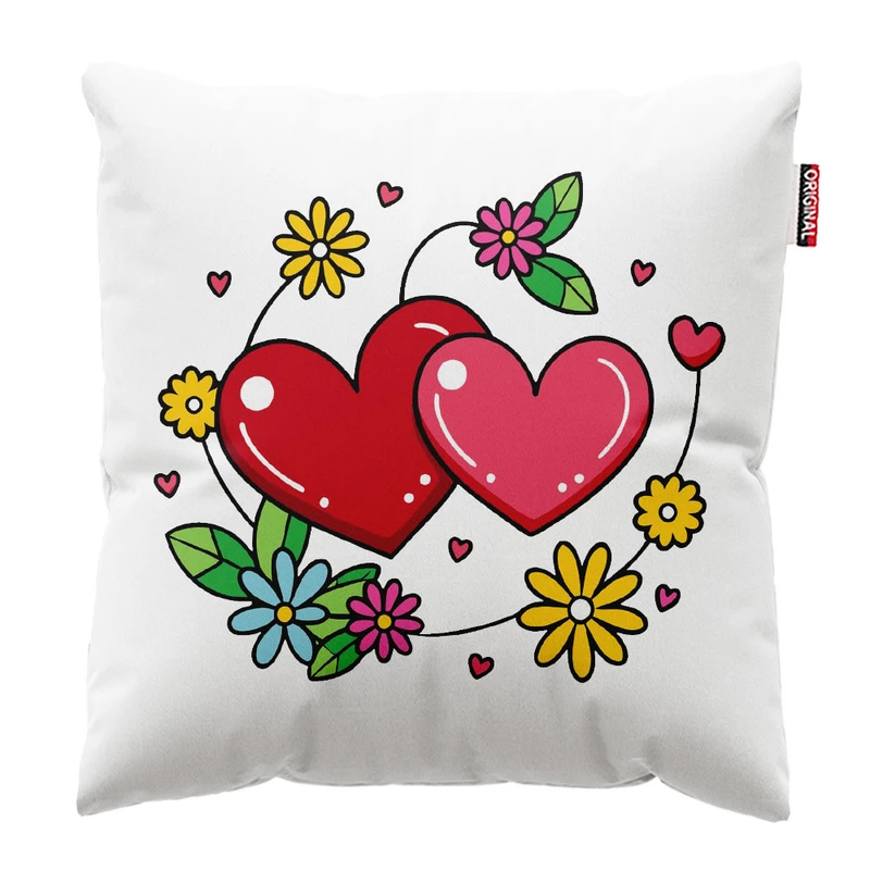 کوسن پاد آفرین طرح قلب و گل کد 1510 سایز 30*30 سانتی متر