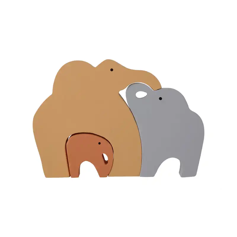 اسباب بازی چوبی طرح پازل فیل خانواده مدل MKT03-E