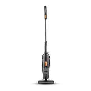 جارو شارژی عصایی درما مدل DX115C با قدرت موتور 600 وات، ظرفیت مخزن 1.2 لیتری، سیستم فیلتراسیون سیکلون و هپا، وزن 1.5 کیلوگرم و طول سیم 5 متر، مناسب برای تمیزکردن سطوح سرامیک، پارکت و سنگ