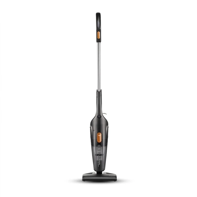 جارو شارژی عصایی درما مدل DX115C با قدرت موتور 600 وات، ظرفیت مخزن 1.2 لیتری، سیستم فیلتراسیون سیکلون و هپا، وزن 1.5 کیلوگرم و طول سیم 5 متر، مناسب برای تمیزکردن سطوح سرامیک، پارکت و سنگ