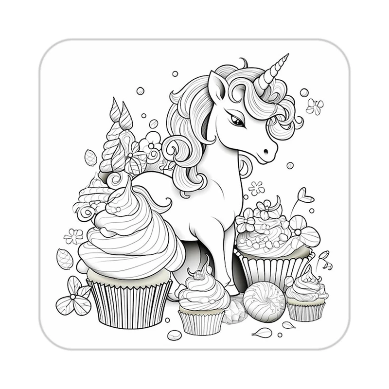 زیر لیوانی کاکتی طرح اسب تک شاخ و یونیکورن مدل mp31564