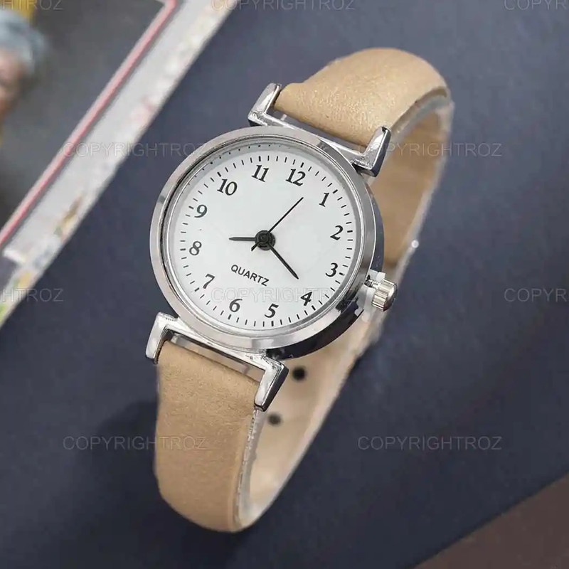 ساعت مچی عقربه ای دخترانه مدل کلاسیک بند چرمی کد 101 ساعت مچی عقربه ای دخترانه مدل کلاسیک بند چرمی کد 101