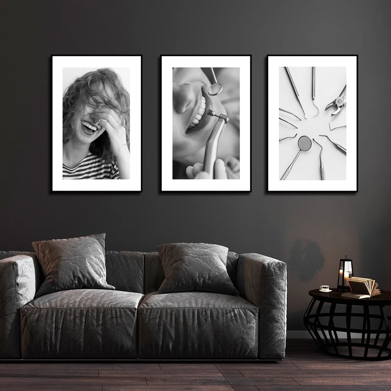 تابلو بکلیت طرح لبخند و دندانپزشکی مدل B-2279 مجموعه 3 عددی